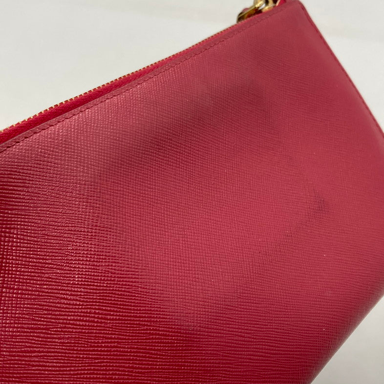 【中古品】【レディース】 PRADA プラダ 1M1441 SAFFIANO リボンポーチ レザー ストラップ付 181-250824-NS-03-iwa カラー：ピンク 万代Net店