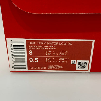 【中古美品】【メンズ】 NIKE ナイキ FJ4206-700 TERMINATOR LOW OG スニーカー 160-251211-WA-11-iwa サイズ：26cm カラー：UNIVERSITY GOLD/NAVY-WHITE 万代Net店