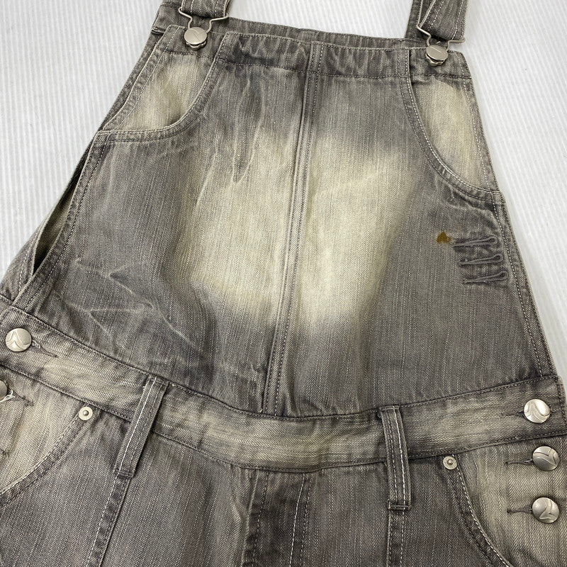 【中古品】【レディース】 EVISU GENES エヴィス ジーンズ カモメ DENIM OVERALL SHORTS デニム オーバーオール ショーツ 168-260922-kh-12-izu サイズ：30 カラー：グレー系 万代Net店