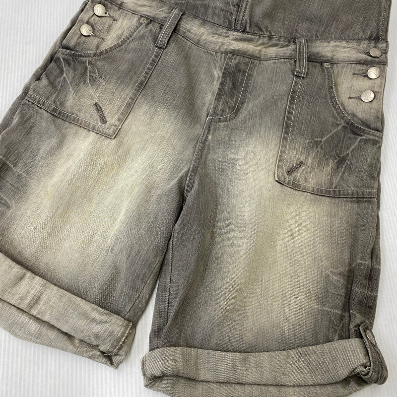 【中古品】【レディース】 EVISU GENES エヴィス ジーンズ カモメ DENIM OVERALL SHORTS デニム オーバーオール ショーツ 168-260922-kh-12-izu サイズ：30 カラー：グレー系 万代Net店