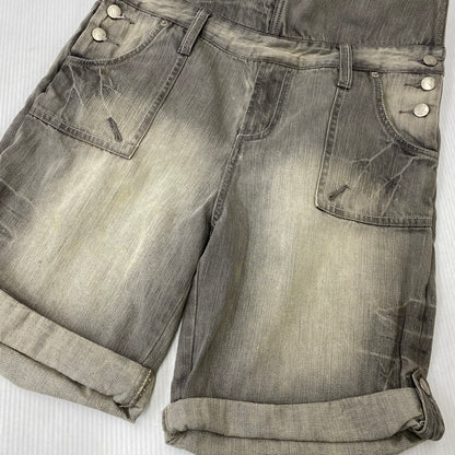 【中古品】【レディース】 EVISU GENES エヴィス ジーンズ カモメ DENIM OVERALL SHORTS デニム オーバーオール ショーツ 168-260922-kh-12-izu サイズ：30 カラー：グレー系 万代Net店