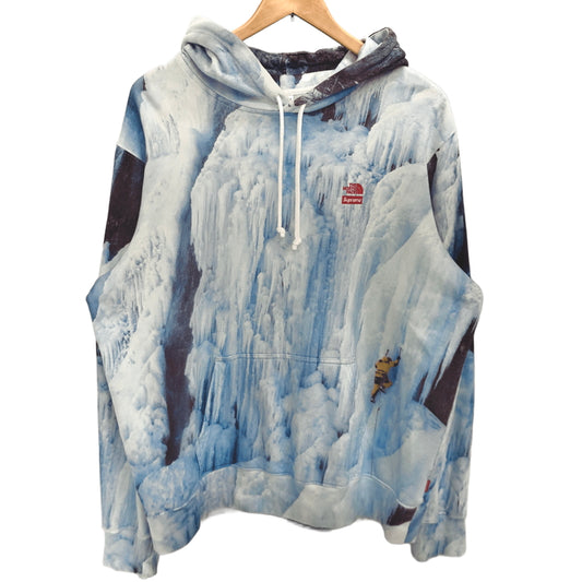 【中古品】【メンズ】 SUPREME × THE NORTH FACE 21SS ICE CLIMB HOODED SWEATSHIRT NT12100I フーディ パーカー 長袖 トップス 149-260617-rs-12-fur サイズ：L カラー：ブルー系 万代Net店