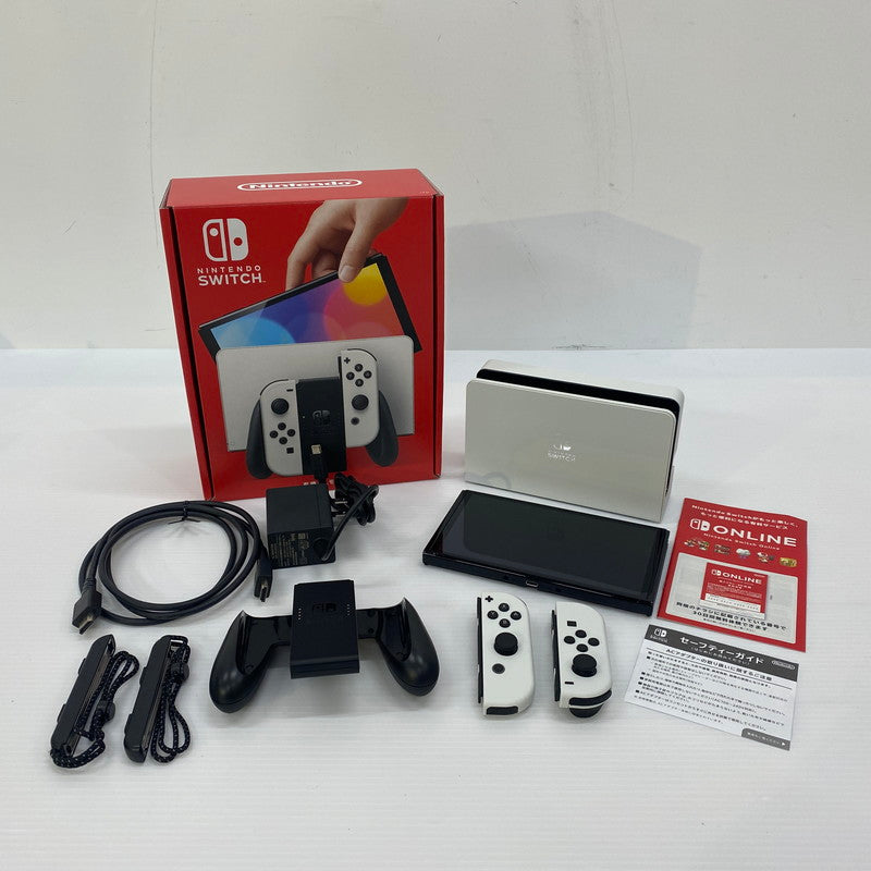 【中古品】 Nintendo Switch(有機ELモデル) ニンテンドースイッチ Joy-Con(L)/(R) ホワイト ゲームハード 家庭用ゲーム機 ゲーム 034-250914-ts-1-tei カラー：ホワイト 万代Net店