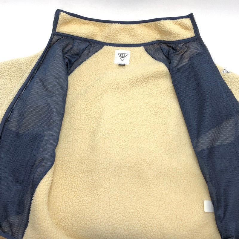 【現状渡し品】【メンズ】 EDWIN エドウィン FLEECE JACKET ET5797-118 ボアジャケット フリースジャケット アウター 145-260323-rs-04-fur サイズ：L カラー：アイボリー系/ネイビー 万代Net店
