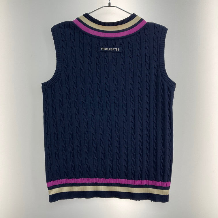 【中古品】【メンズ】 PEARLY GATES パーリーゲイツ 053-173103 ニットベスト 147-260322-WA-03-iwa サイズ：5 カラー：ネイビー 万代Net店