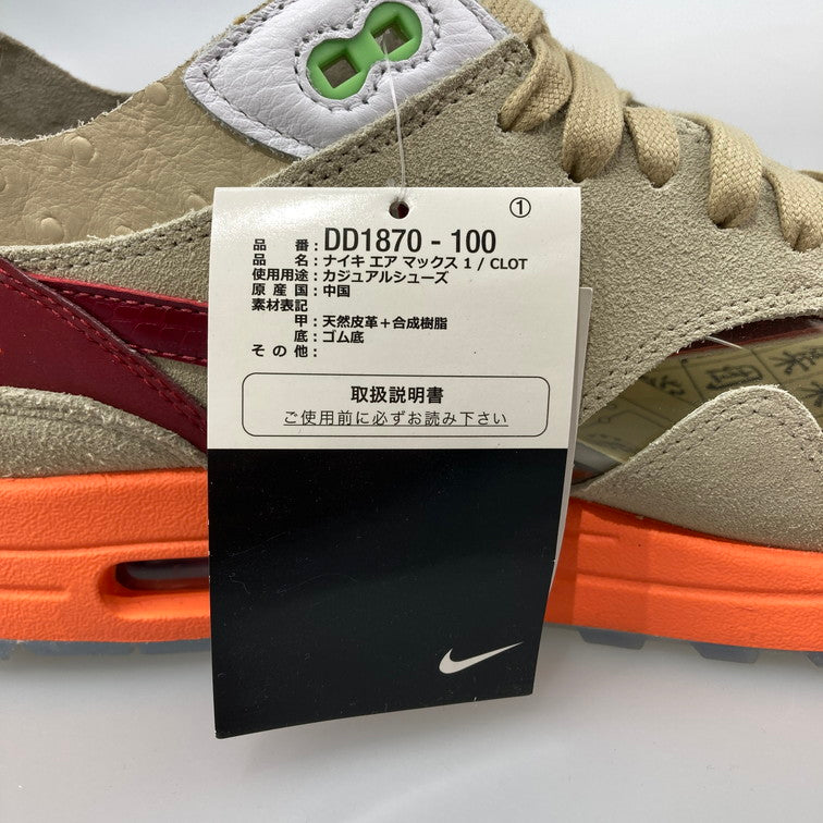 【中古美品】【メンズ】 NIKE ナイキ DD1870-100 AIR MAX1 CLOT スニーカー 160-251214-WA-02-iwa サイズ：29cm カラー：NET/DEEP RED-ORANGE BLAZE 万代Net店