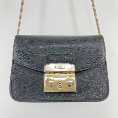 【現状渡し品】【レディース】 Furla フルラ METROPOLIS MINI SHOULDER メトロポリス ミニ ショルダーバッグ 180-250304-OR-06-iwa カラー：ブラック/ゴールド系 万代Net店