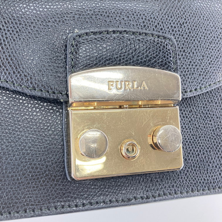 【現状渡し品】【レディース】 Furla フルラ METROPOLIS MINI SHOULDER メトロポリス ミニ ショルダーバッグ 180-250304-OR-06-iwa カラー：ブラック/ゴールド系 万代Net店