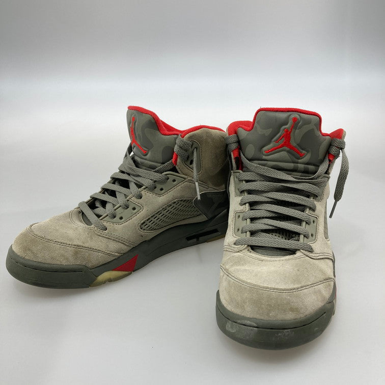 【中古品】【メンズ】 NIKE ナイキ 136027-051 AIR JORDAN 5 RETRO P51 CAMO スニーカー 本体のみ（箱なし） 160-251214-WA-05-iwa サイズ：28.5cm カラー：カーキ レッド 万代Net店