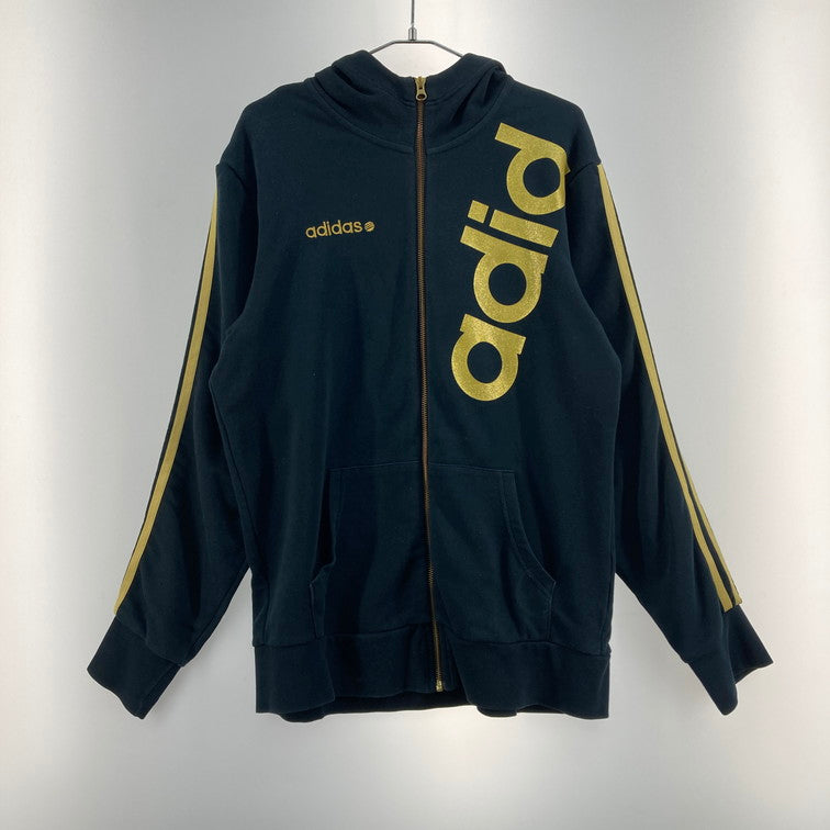 【中古品】【メンズ】 adidas アディダス ジップアップ パーカー 148-260322-WA-08-iwa サイズ：L カラー：ブラック 万代Net店