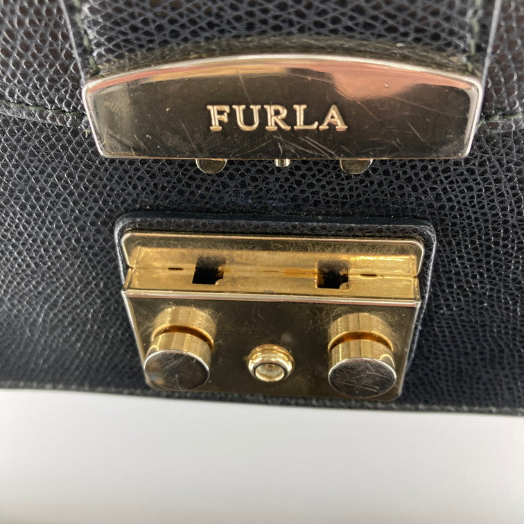 【現状渡し品】【レディース】 Furla フルラ METROPOLIS MINI SHOULDER メトロポリス ミニ ショルダーバッグ 180-250304-OR-06-iwa カラー：ブラック/ゴールド系 万代Net店