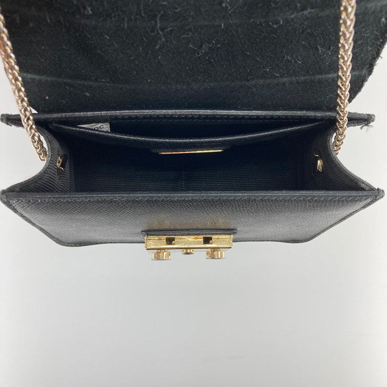 【現状渡し品】【レディース】 Furla フルラ METROPOLIS MINI SHOULDER メトロポリス ミニ ショルダーバッグ 180-250304-OR-06-iwa カラー：ブラック/ゴールド系 万代Net店