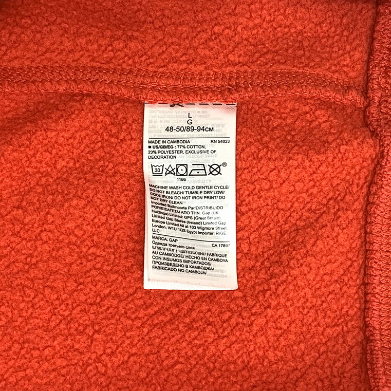 【現状渡し品】【メンズ】 GAP ギャップ トレーナー スウェット トップス ヴィンテージ系 146-251212-yu-02-fur サイズ：L カラー：レッド 万代Net店