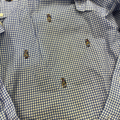 【中古品】【メンズ】 POLO BEAR CHECK LS SHIRT ポロベア チェック ロングスリーブ シャツ 長袖 トップス 147-260206-kh-10-izu サイズ：M カラー：ブルー×ホワイト 万代Net店
