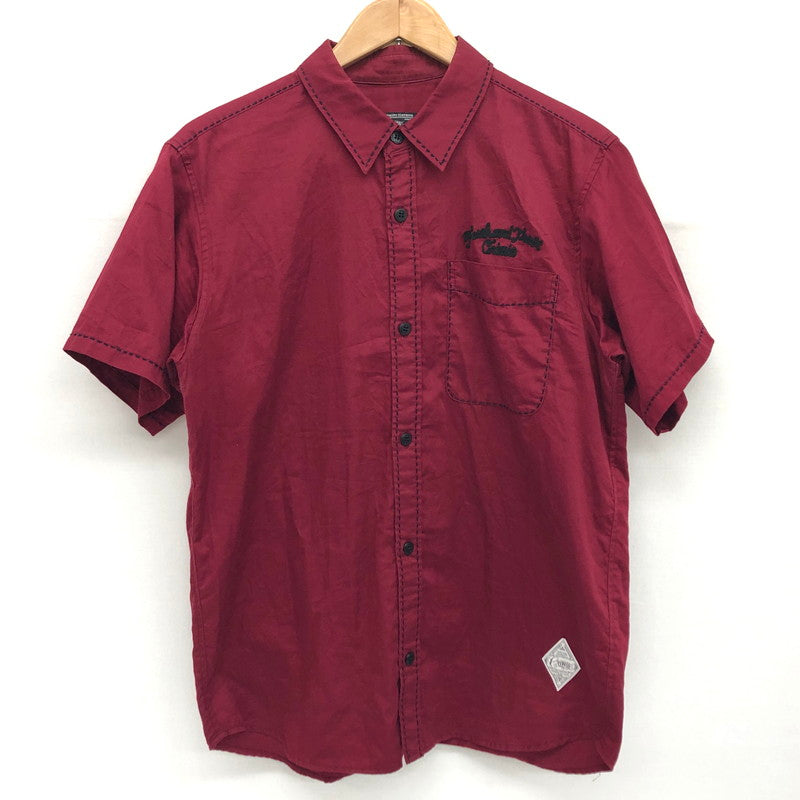 【現状渡し品】【メンズ】 CRIMIE クライミー S/S SHIRT コットンシャツ ボーリングシャツ 刺繍 半袖 トップス  142-240801-rs-04-fur サイズ：L カラー：ボルドー系 万代Net店