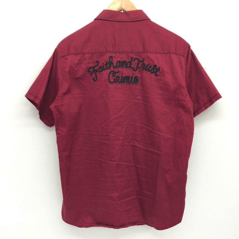 【現状渡し品】【メンズ】 CRIMIE クライミー S/S SHIRT コットンシャツ ボーリングシャツ 刺繍 半袖 トップス  142-240801-rs-04-fur サイズ：L カラー：ボルドー系 万代Net店