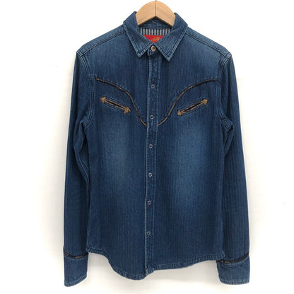 【現状渡し品】【メンズ】 INDIAN インディアン DENIM SHIRT デニムシャツ ウエスタンシャツ 長袖 トップス アメカジ系 145-251223-rs-01-fur サイズ：M カラー：インディゴ 万代Net店