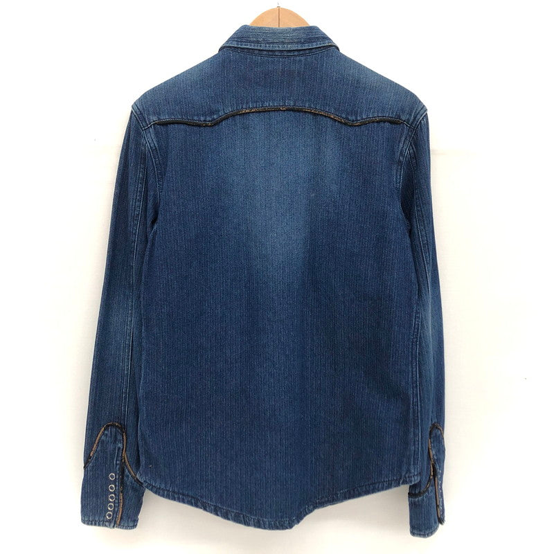 【現状渡し品】【メンズ】 INDIAN インディアン DENIM SHIRT デニムシャツ ウエスタンシャツ 長袖 トップス アメカジ系 145-251223-rs-01-fur サイズ：M カラー：インディゴ 万代Net店