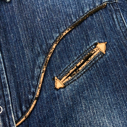 【現状渡し品】【メンズ】 INDIAN インディアン DENIM SHIRT デニムシャツ ウエスタンシャツ 長袖 トップス アメカジ系 145-251223-rs-01-fur サイズ：M カラー：インディゴ 万代Net店