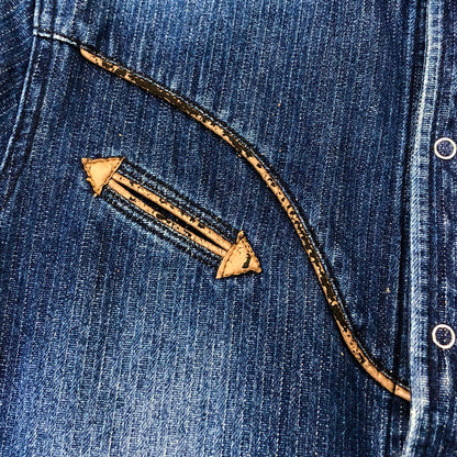 【現状渡し品】【メンズ】 INDIAN インディアン DENIM SHIRT デニムシャツ ウエスタンシャツ 長袖 トップス アメカジ系 145-251223-rs-01-fur サイズ：M カラー：インディゴ 万代Net店