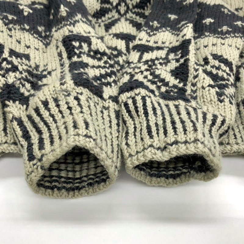 【ジャンク品】【メンズ】 JEFFREY BANKS ジェフリーバンクス WOOL KNIT ウール ニット セーター 長袖 トップス ヴィンテージ系 146-250714-rs-02-fur サイズ：M カラー：カーキ系/ブラック 万代Net店