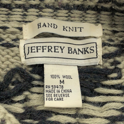 【ジャンク品】【メンズ】 JEFFREY BANKS ジェフリーバンクス WOOL KNIT ウール ニット セーター 長袖 トップス ヴィンテージ系 146-250714-rs-02-fur サイズ：M カラー：カーキ系/ブラック 万代Net店