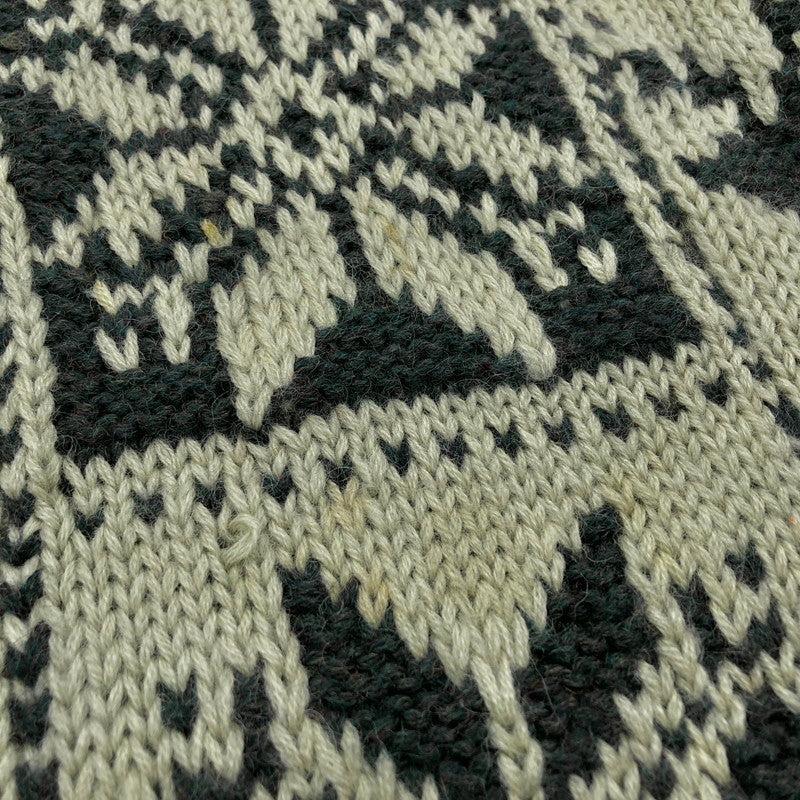 【ジャンク品】【メンズ】 JEFFREY BANKS ジェフリーバンクス WOOL KNIT ウール ニット セーター 長袖 トップス ヴィンテージ系 146-250714-rs-02-fur サイズ：M カラー：カーキ系/ブラック 万代Net店