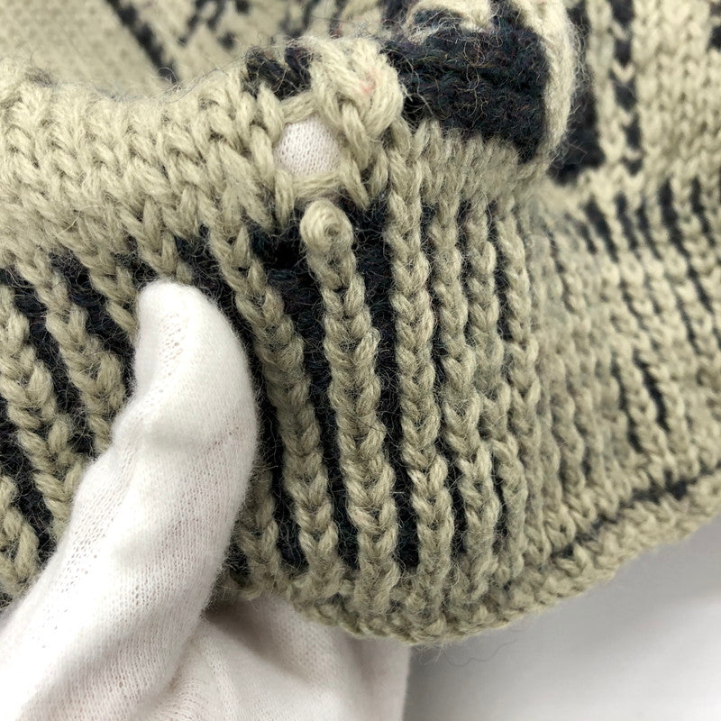 【ジャンク品】【メンズ】 JEFFREY BANKS ジェフリーバンクス WOOL KNIT ウール ニット セーター 長袖 トップス ヴィンテージ系 146-250714-rs-02-fur サイズ：M カラー：カーキ系/ブラック 万代Net店