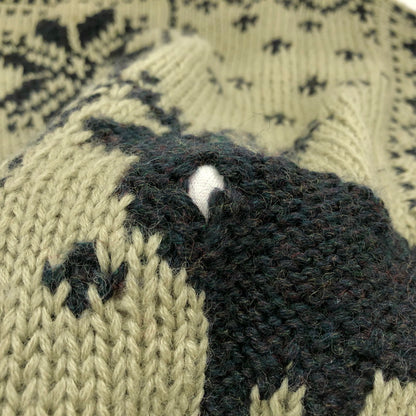 【ジャンク品】【メンズ】 JEFFREY BANKS ジェフリーバンクス WOOL KNIT ウール ニット セーター 長袖 トップス ヴィンテージ系 146-250714-rs-02-fur サイズ：M カラー：カーキ系/ブラック 万代Net店