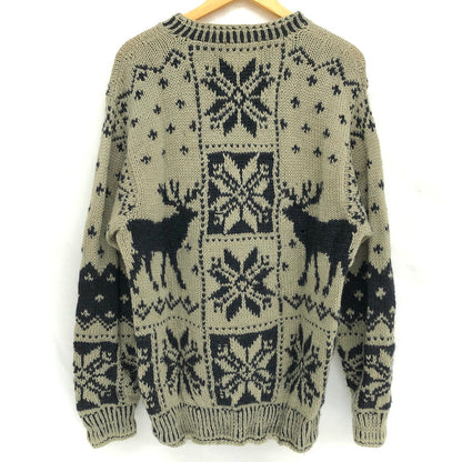 【ジャンク品】【メンズ】 JEFFREY BANKS ジェフリーバンクス WOOL KNIT ウール ニット セーター 長袖 トップス ヴィンテージ系 146-250714-rs-02-fur サイズ：M カラー：カーキ系/ブラック 万代Net店