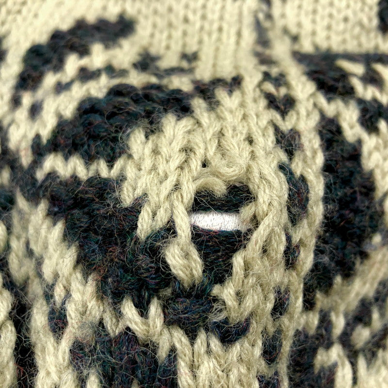 【ジャンク品】【メンズ】 JEFFREY BANKS ジェフリーバンクス WOOL KNIT ウール ニット セーター 長袖 トップス ヴィンテージ系 146-250714-rs-02-fur サイズ：M カラー：カーキ系/ブラック 万代Net店