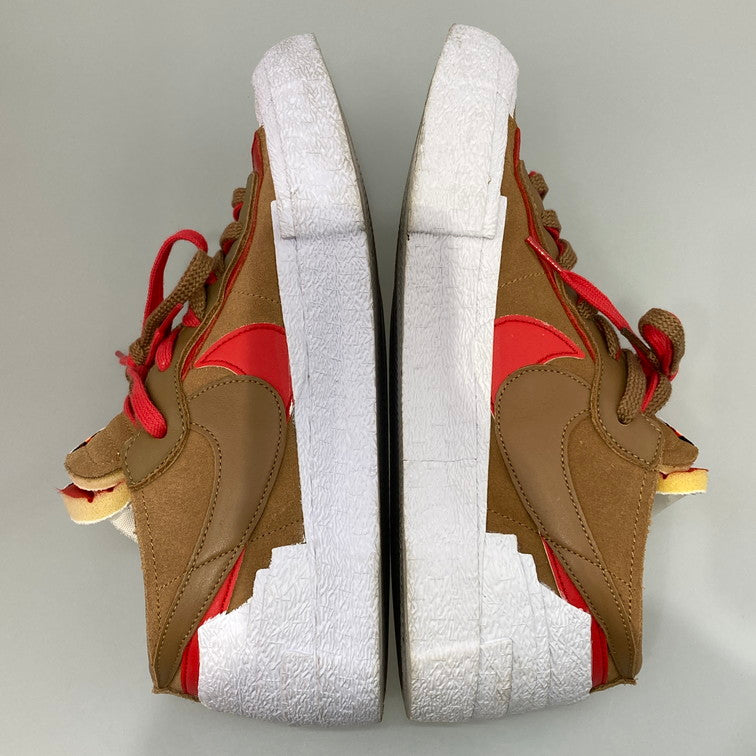 【中古品】【メンズ】 NIKE ナイキ SACAI×NIKE DD1877-200 BLAZER LOW BRITISH TAN ブレーザー ロー スニーカー 160-251219-WA-01-iwa サイズ：29.5cm カラー：LT BRITISH TAN/UNIVERSITY RED 万代Net店