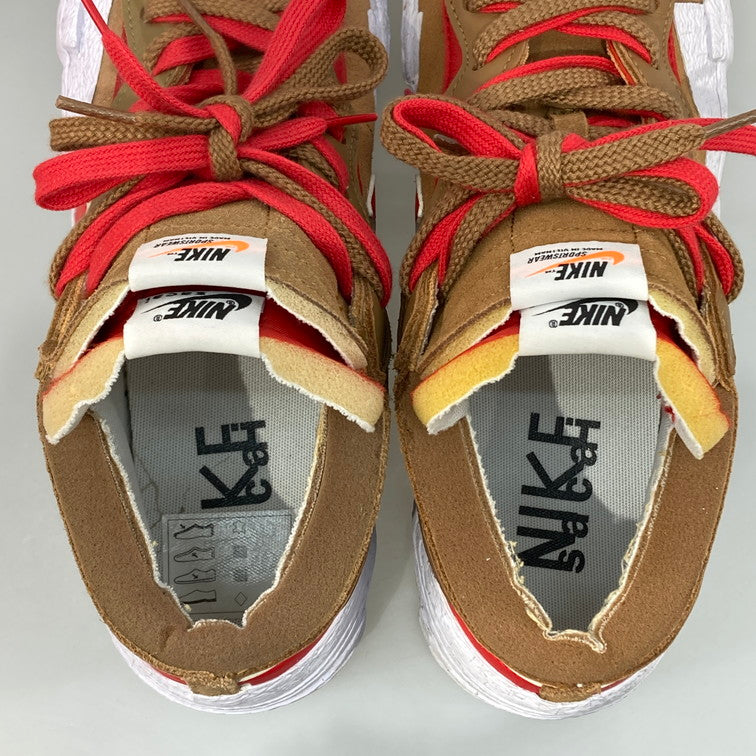 【中古品】【メンズ】 NIKE ナイキ SACAI×NIKE DD1877-200 BLAZER LOW BRITISH TAN ブレーザー ロー スニーカー 160-251219-WA-01-iwa サイズ：29.5cm カラー：LT BRITISH TAN/UNIVERSITY RED 万代Net店