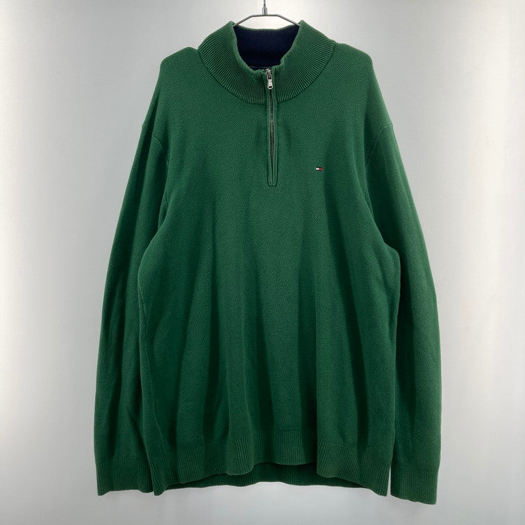 【中古品】【メンズ】 TOMMY HILFIGER トミーヒルフィガー ハーフジップ ニットセーター 147-260327-WA-11-iwa サイズ：XL カラー：グリーン 万代Net店