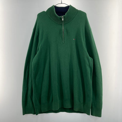 【中古品】【メンズ】 TOMMY HILFIGER トミーヒルフィガー ハーフジップ ニットセーター 147-260327-WA-11-iwa サイズ：XL カラー：グリーン 万代Net店
