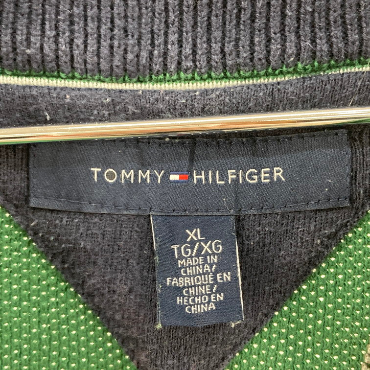 【中古品】【メンズ】 TOMMY HILFIGER トミーヒルフィガー ハーフジップ ニットセーター 147-260327-WA-11-iwa サイズ：XL カラー：グリーン 万代Net店