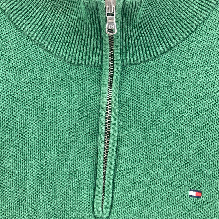【中古品】【メンズ】 TOMMY HILFIGER トミーヒルフィガー ハーフジップ ニットセーター 147-260327-WA-11-iwa サイズ：XL カラー：グリーン 万代Net店
