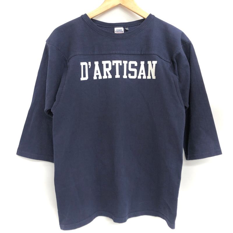 【中古品】【メンズ】 STUDIO D'ARTISAN ステュディオダルチザン 和歌山吊り編みフットボールＴシャツ カットソー 七分袖 トップス 古着 145-260909-rs-05-fur サイズ：L カラー：ネイビー 万代Net店