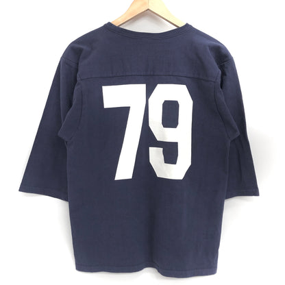 【中古品】【メンズ】 STUDIO D'ARTISAN ステュディオダルチザン 和歌山吊り編みフットボールＴシャツ カットソー 七分袖 トップス 古着 145-260909-rs-05-fur サイズ：L カラー：ネイビー 万代Net店