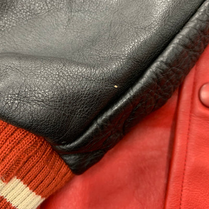 【中古品】【メンズ】 ALL STAR CAFE OFFICIAL オールスターカフェオフィシャル USA製 90S LEATHER VARSITY JACKET レザー バーシティ ジャケット アウター 146-260506-cs-18-izu サイズ：XL カラー：レッド×ブラック 万代Net店
