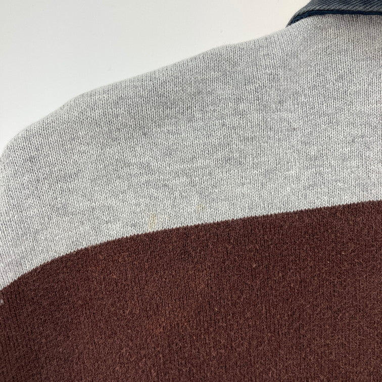 【中古品】【メンズ】 TOMMY HILFIGER トミーヒルフィガー L/S RUGGER SHIRT 147-260328-WA-02-iwa サイズ：M カラー：ブラウン グレー 万代Net店