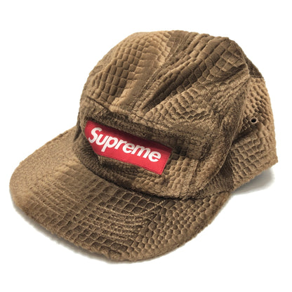 【現状渡し品】【メンズ/レディース】 SUPREME シュプリーム 16AW CROC EMBOSSED VELEVET CAMP CAP キャップ 帽子 149-260910-rs-04-fur サイズ：F カラー：ブラウン 万代Net店