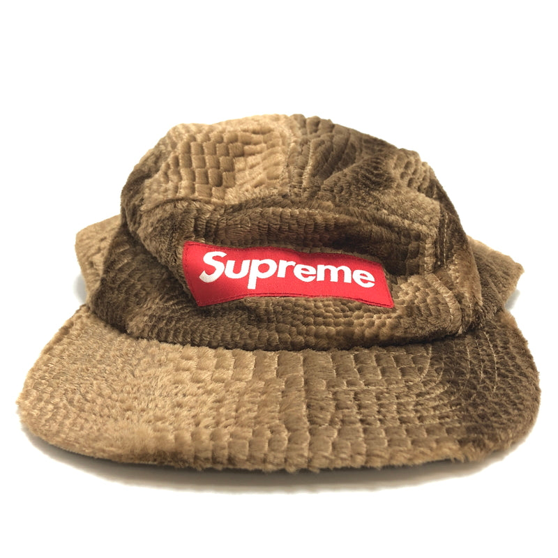 【現状渡し品】【メンズ/レディース】 SUPREME シュプリーム 16AW CROC EMBOSSED VELEVET CAMP CAP キャップ 帽子 149-260910-rs-04-fur サイズ：F カラー：ブラウン 万代Net店