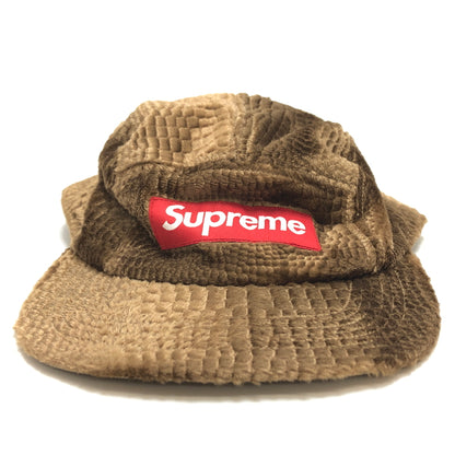 【現状渡し品】【メンズ/レディース】 SUPREME シュプリーム 16AW CROC EMBOSSED VELEVET CAMP CAP キャップ 帽子 149-260910-rs-04-fur サイズ：F カラー：ブラウン 万代Net店