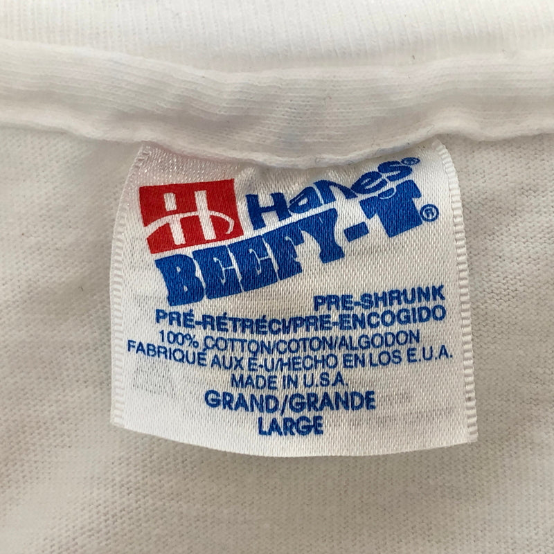 【中古品】【メンズ】 Hanes ヘインズ 90S AMERICAN COMEDY S/S TEE 半袖 Tシャツ トップス 古着 ヴィンテージ 146-260622-rs-12-fur サイズ：L カラー：ホワイト 万代Net店
