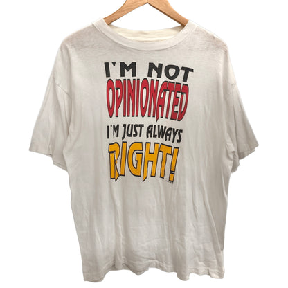 【ジャンク品】【メンズ】 EVANS 90S "I'M NOT OPINIONATED" S/S TEE 半袖 Tシャツ トップス 古着 ヴィンテージ 146-260622-rs-09-fur サイズ：L カラー：ホワイト 万代Net店