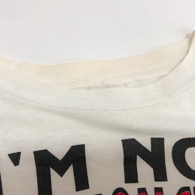 【ジャンク品】【メンズ】 EVANS 90S "I'M NOT OPINIONATED" S/S TEE 半袖 Tシャツ トップス 古着 ヴィンテージ 146-260622-rs-09-fur サイズ：L カラー：ホワイト 万代Net店
