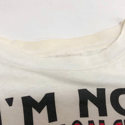 【ジャンク品】【メンズ】 EVANS 90S "I'M NOT OPINIONATED" S/S TEE 半袖 Tシャツ トップス 古着 ヴィンテージ 146-260622-rs-09-fur サイズ：L カラー：ホワイト 万代Net店