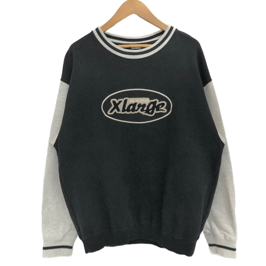 【中古品】【メンズ】 XLARGE エクストララージ RETRO CREWNECK SWEAT 101233012025 レトロクルーネックスウェット 切り替え トレーナー 長袖 トップス 古着 142-260910-rs-08-fur サイズ：L カラー：ブラック/グレー 万代Net店
