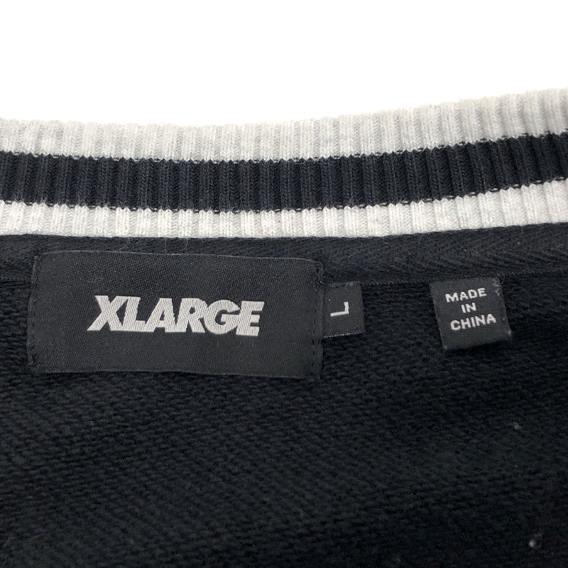 【中古品】【メンズ】 XLARGE エクストララージ RETRO CREWNECK SWEAT 101233012025 レトロクルーネックスウェット 切り替え トレーナー 長袖 トップス 古着 142-260910-rs-08-fur サイズ：L カラー：ブラック/グレー 万代Net店